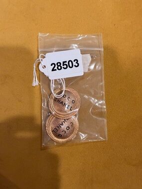 CHANEL Rose Gold Coin Logo Charms